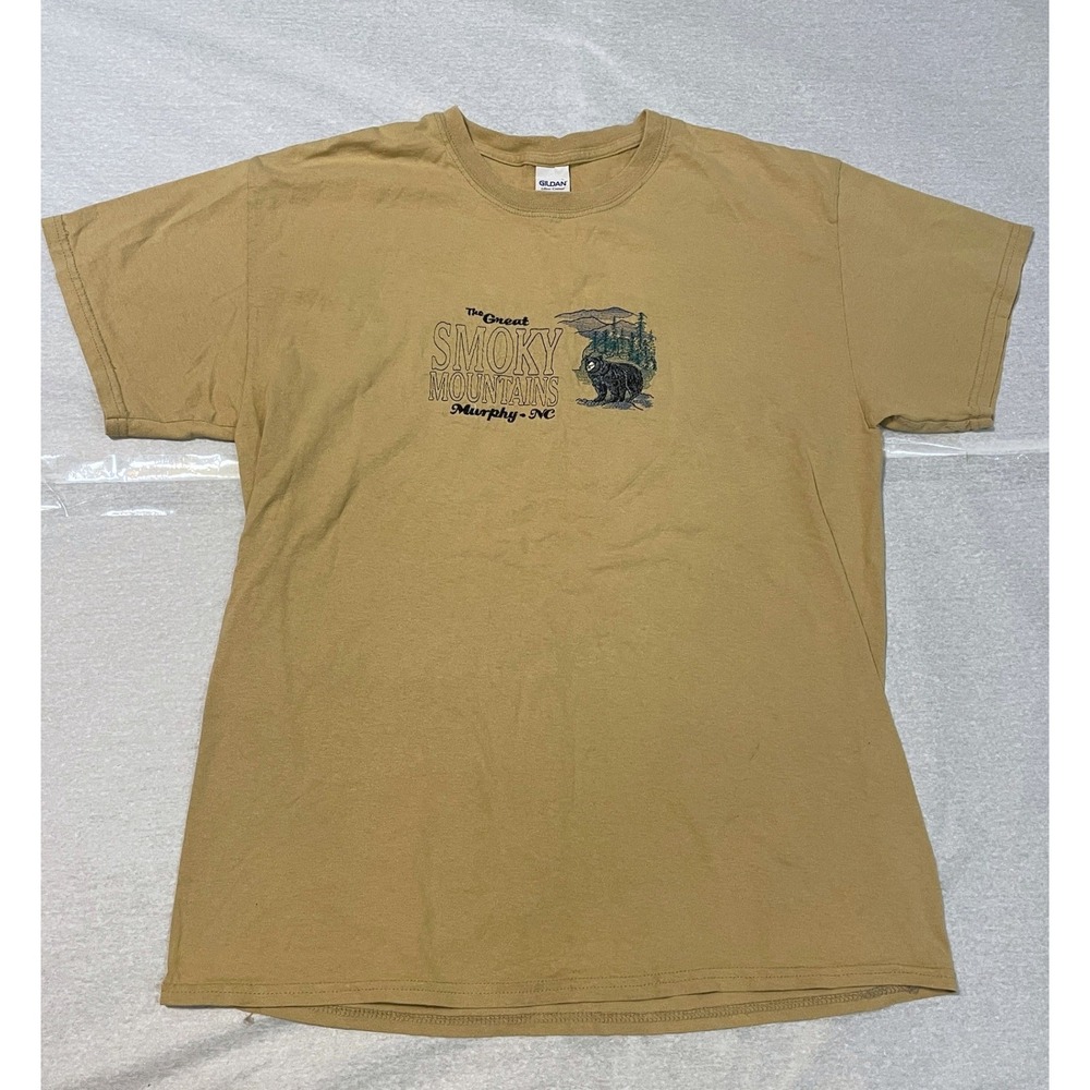 Vintage Y2K Great Smoky Mountains Embroidered Mens Cotton Short Sleeve T Shirt L